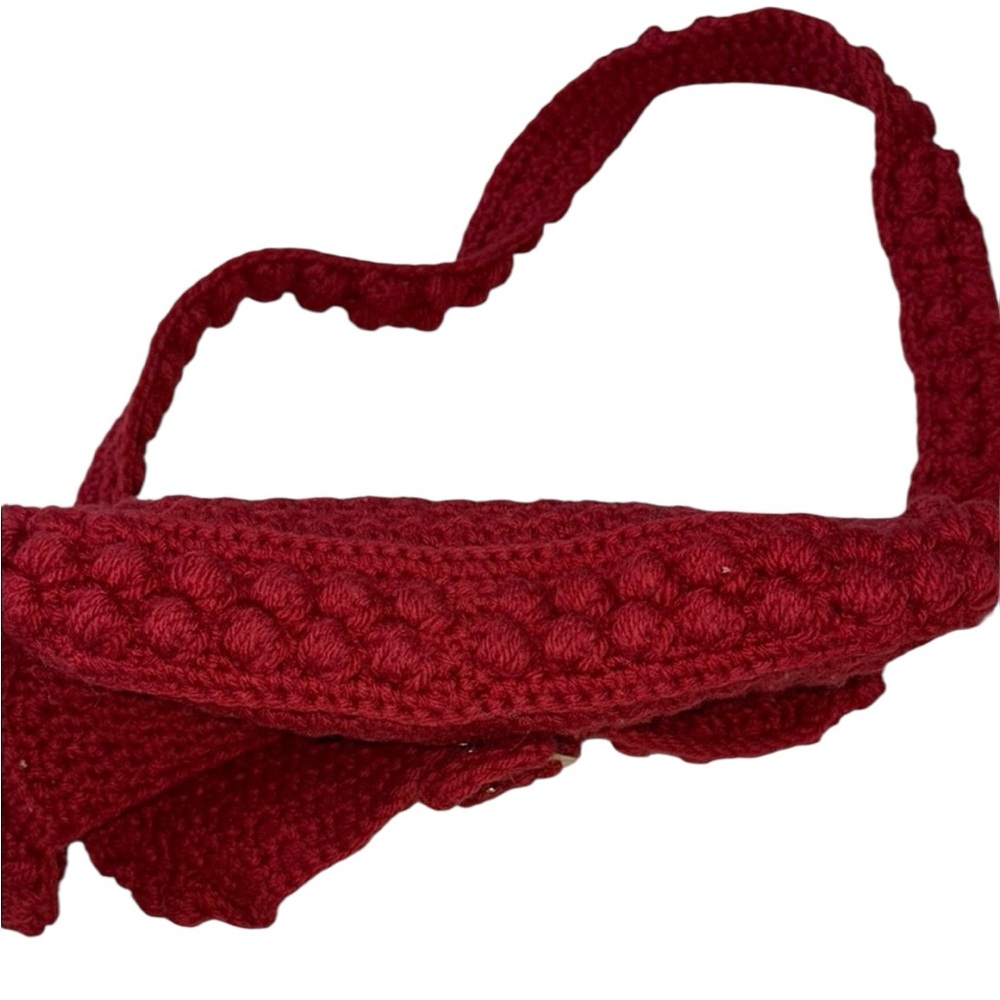 Handcrafted Red Crochet Shoulder Bag - Picture 5 of 7